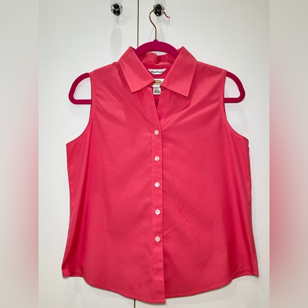 Talbots Sleeveless Button Down Shirt in Vibrant Pink